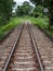 Curve railway with the signal pole.