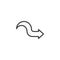 Curved Arrow Right pointer line icon