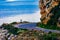 Curved coastal road at the Mediterranean sea