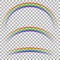 Curved Colorful Rainbow on Checkered Background. Transparent Weather Icon. Spectrum Colored Pattern