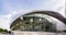 Curved exterior of the Nascar Hall of Fame building in Charlotte North Carolina