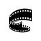 Curved film strip, element for cinema design. Movie and video symbol