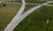 Curved garden path with fresh green cultivated lawn