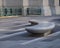 Curved granite bench on sidewalk plaza in Philadelphia PA