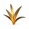 Curved grass golden stem metallic leaves natural botanical art decorative element 3d icon vector