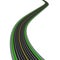 Curved highway. In perspective. Yellow and white markings illustration