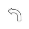 Curved left arrow line icon