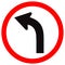 Curved Left Traffic Road Sign, Vector Illustration, Isolate On White Background,Symbols, Icon. EPS10