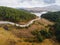 Curved mountain road and Ribnicko Lake  in mount Zlatibor, Serbia