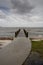 Curved Path to Pier Stormy Afternoon - Vertical