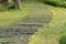 Curved Paver Path decoration landscape design, Walkway Through Grass field garden Walkway and Path