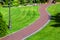 Curved pedestrian pavement of the backyard.