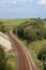 Curved railway track countryside no train, Cumbria