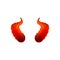 Curved red devil horns - Halloween sticker with glowing hot Satan horn pair