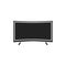 Curved screen black glyph icon. Type of tv screen. Allowing a wider field of view. Pictogram for web page, mobile app