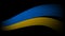 Curved torn stripe of Ukrainian flag on black background