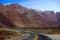 Curved tracks skirting the Andes mountains