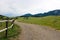 Curved trail leading to mountain landscape