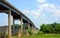 Curving Bridge Spans Arkansas River