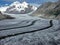 The curving lines of the Aletsch Glacier