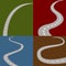 Curving Winding Road Icon Set