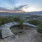 Curving wooden trail during beautiful sunset