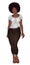 Curvy african american girl in casual wear and high heels isolated on white. Vector illustration. Plus size model. Bodypositive c