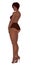 Curvy african american girl in underwear isolated on white. Vector illustration. Plus size model in lingerie or swimsuit