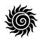 Curvy Black Sun Icon with a Spiral