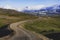 Curvy gravel road in Snaefellsnes Peninsula Vesturland, Iceland