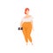 Curvy, overweight girl in fashionable clothes, beautiful plus size fashion woman, body positive vector Illustration on a