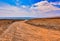 Curvy pathway in a desert area in the Canary Islands, Spain