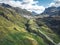 Curvy road with Cars, transportation, julier pass swiss alps panorama picture