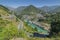 Curvy road at Devprayag, Godly Confluence,Garhwal,Uttarakhand, India. Here Alaknanda meets the Bhagirathi river and both rivers