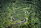 Curvy road from the high mountain pass in Transfagarasan, Romania.