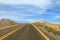 Curvy Road Signpost on the Empty Desert Road of the Atacama Desert, Northern Chile