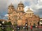 CUSCO, PERU- JUNE 20, 2016: afternoon wide angle view of the church of the society of jesus in cusco