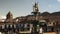 CUSCO, PERU- JUNE 20, 2016: fountain and statue of pachacuti in plaza de armas, cusco