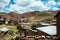 Cusco/Peru - Oct.03.19: humble houses on the way to Palccoyo rainbow mountains, in the middle of Andes valley