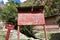 Cusco, Peru - Oct 18, 2018: Sign welcoming hikers to Huayllabamba on the Inca Trail to Machu Picchu