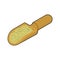 Cuscus in wooden scoop isolated. Groats in wood shovel. Grain on