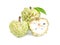 Custard apples on a white background.