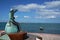 Custeau statue in La Paz Baja California Sur, Mexico beach near the sea promenade called Malecon