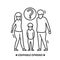 Custody assessment icon. Step parents evaluated for orphan child adoption. Vector illustration