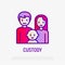 Custody thin line icon: happy family with baby. Modern vector illustration of child adoption