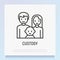 Custody thin line icon: happy family with baby. Modern vector illustration of child adoption