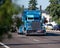 Custom build monster blue big rig semi truck with stainless steel tank trailers