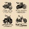 Custom chopper and motorcycle logos set. Vintage inspirational posters, t-shirt prints collection for MC, garage etc.