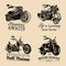 Custom chopper and motorcycle logos set. Vintage inspirational posters, t-shirt prints collection for MC, garage etc.