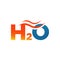 custom H2O logo chemical formula for water the letter of H2O vector